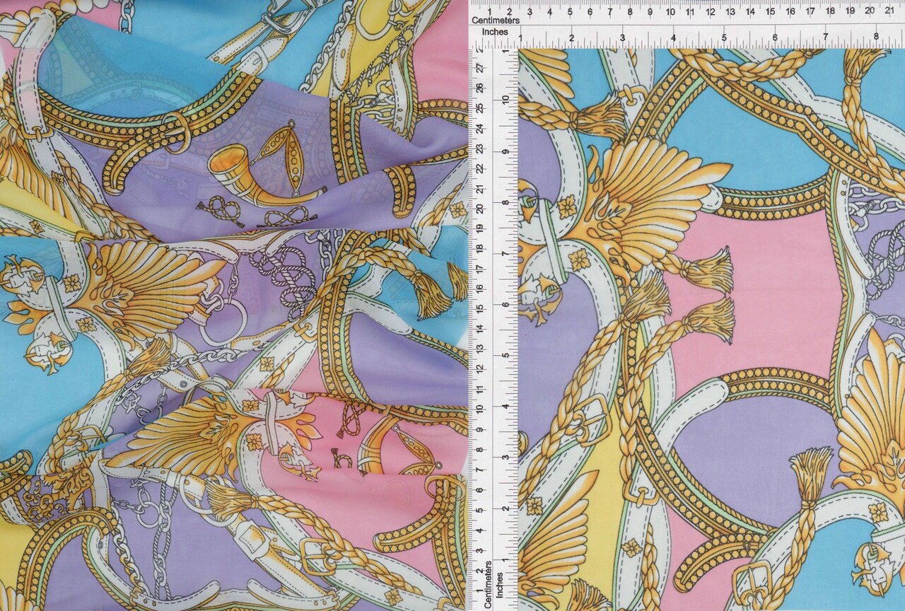 1 Yard Hi Multi Chiffon Status Print Fabric, 57/58″ Wide 100% Polyester